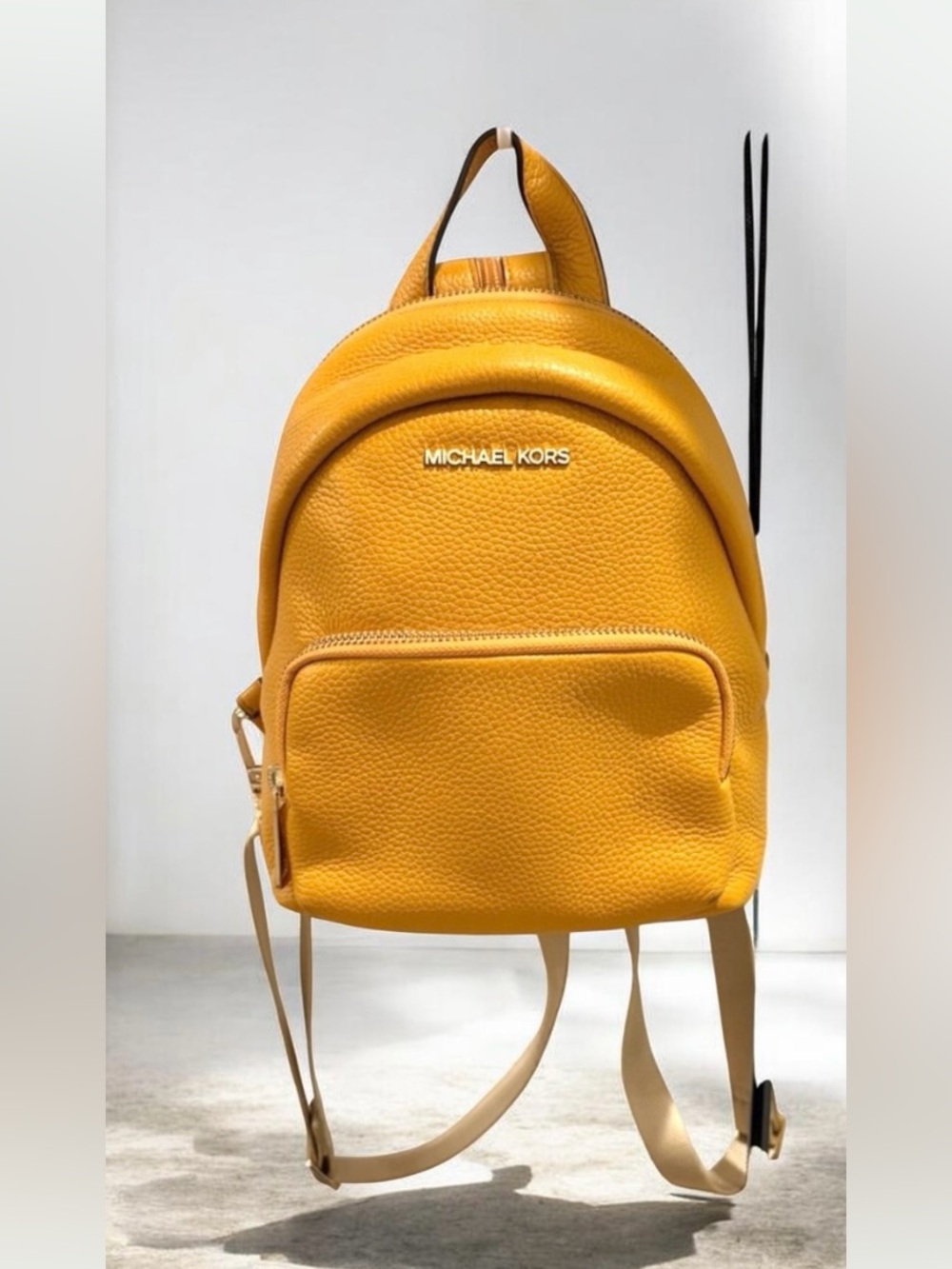 Michael Kors Mustard Yellow Pebbled Leather Mini Backpack